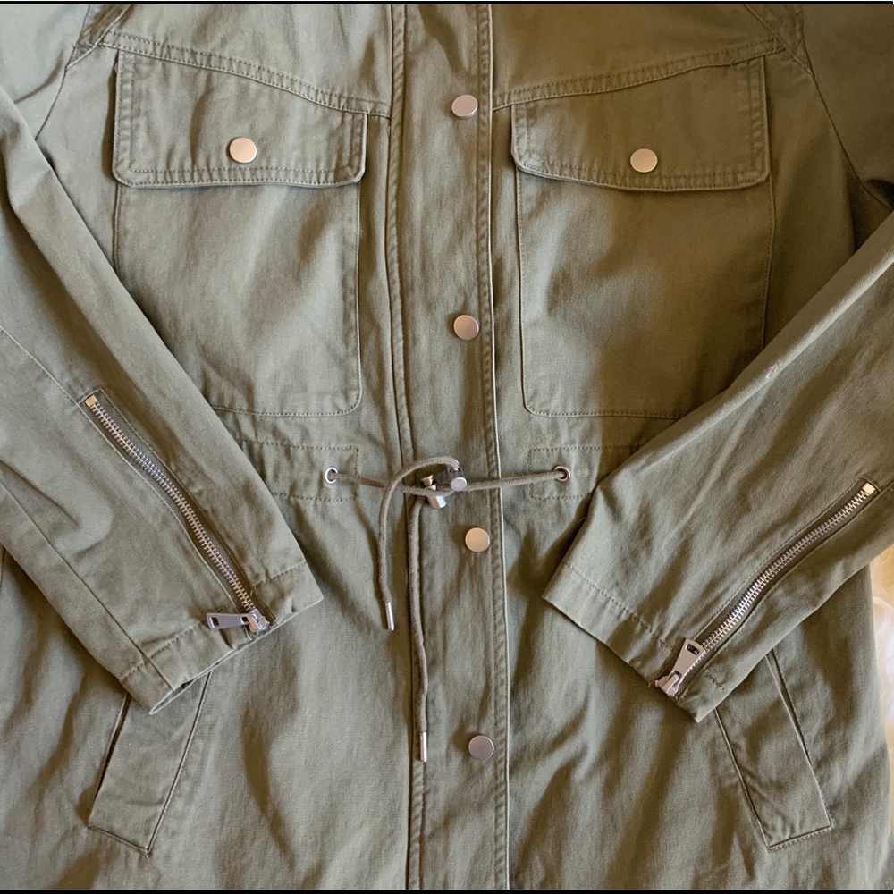 7 For All Mankind Green Trench Coat Jacket Size M - Picture 3 of 12